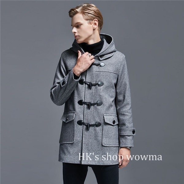 ダッフルコート メンズ 軽い ウール混 メルトン 冬コート アウター