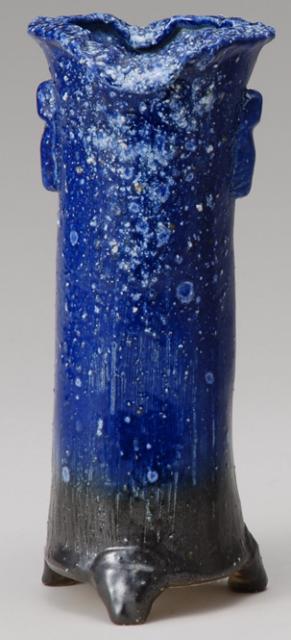ルリ釉足付花入 信楽焼 陶器 花入れ 花器 花入 花瓶 彩り屋 ルリ釉足付花入 信楽焼 陶器 花入れ 花器 花入 花瓶 彩り屋
