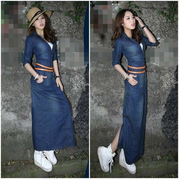 ワンピース オールインワン ロング丈 マキシ丈 デニムワンピース デニムシャツワンピ 五分袖 Iライン タイト 美脚 スリット 大人可愛い の通販はau Pay マーケット Ayumina 商品ロットナンバー