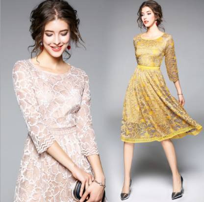 お歳暮 レースウエストマークワンピース 全２色 優美な透け感 フラワー柄 大人 フェミニン 結婚式二次会 お呼ばれ 18年新作 婚活パーティー 在庫処分大特価 Fcrtt Org