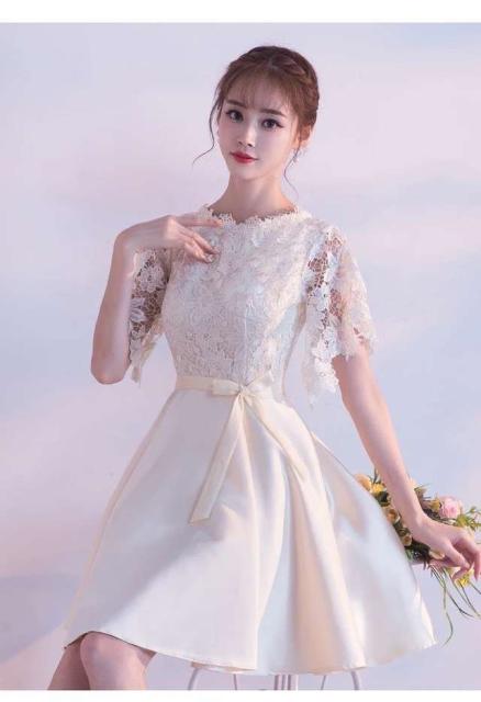 安いそれに目立つ 即納あり パーティドレス 春夏 結婚式 大きいサイズ 代 ミニ丈 半袖 袖あり クルーネック レース 花柄 刺繍 Xライン ガーリー 売れ筋 Www Iacymperu Org