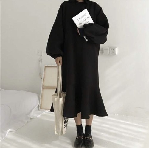 ワンピース パーカー トレーナー 大人カジュアル 秋 オータムカラー シンプル 無地 ブラックワンピース ブラック ロングワンピース ロの通販はau Wowma ワウマ Sanstyle 商品ロットナンバー