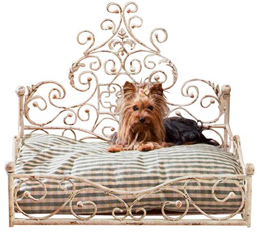 French Iron WHITE SCROLL Dog Pet Cat Bed Victorian Antique Fleur de Li(新古未使用品)