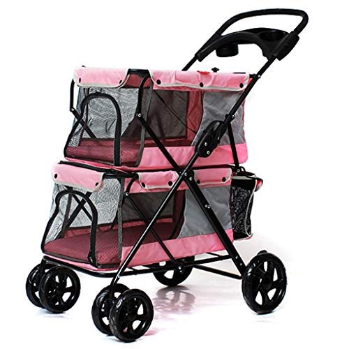 21高い素材 ペットカート ドッグカート ペット用バギー 犬用ベビーカー 猫 バギー 二層 新古未使用品 定番の中古商品