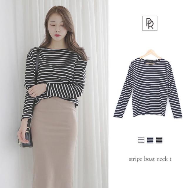 メール便可ボートネック カットソー ストライプ 定番 シンプル