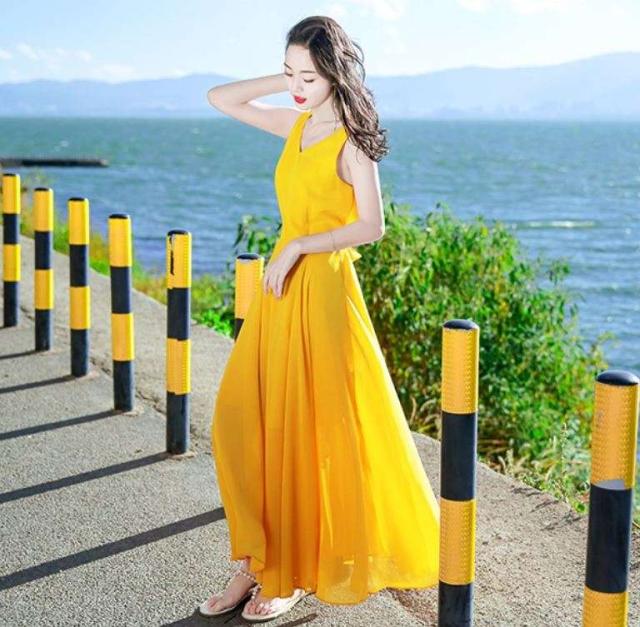 韓国 オルチャン ワンピース 超ロング マキシ丈 ノースリーブ ワンピース Vネック バックリボン さわやか リゾート 可愛いの通販はau Pay マーケット Happy Toon Wowma店 商品ロットナンバー