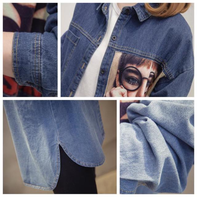 シャツ レディース トップス デニムシャツ ブラウス オーバーサイズ ダボダボ 大きいサイズ 長袖 プリント デニム 韓国服の通販はau Pay マーケット Happy Toon Wowma店 商品ロットナンバー