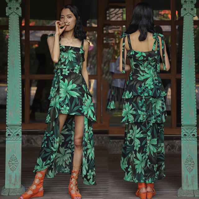 大特価 ワンピース レディース レディース リーフ柄ワンピース ノースリーブ フィッシュテールワンピース マーケット ボタニカル ショート ノースリーブ フレア レトロ ミニ 健脚自慢 足と靴の悩みを解決 bf Andersonareaymca Org