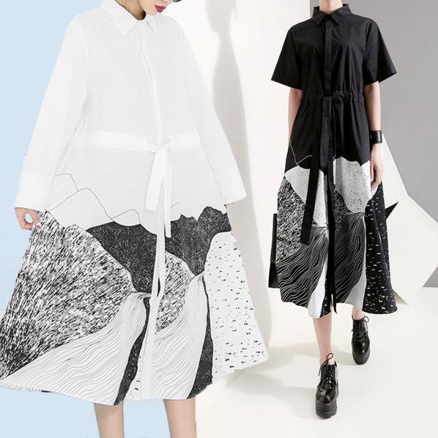 ワンピース レディース レトロワンピース Aラインワンピース シャツワンピ 膝下 モノトーン 半袖 モダン モード系 体型カバーの通販はau Pay マーケット Happy Toon Wowma店 商品ロットナンバー