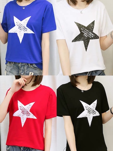レディース 半袖 春夏 お洒落 星柄 Tシャツ アメリカン ビビット 大きいサイズ 星 スター お洒落 シンプル カジュアルの通販はau Pay マーケット Happy Toon Wowma店 商品ロットナンバー