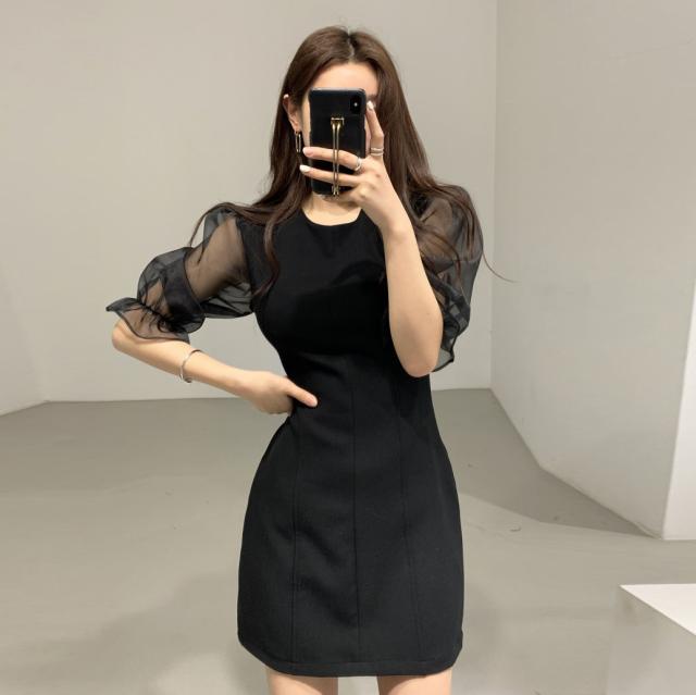 最新の激安 女性らしい 袖シースルー パフスリーブ ワンピース ドレス 内祝い Www Eciformacion Com