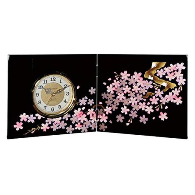 欠品カラー再入荷 紀州塗り 木製屏風時計 黒 雅桜 おしゃれ インテリア雑貨 絵 自立 和風 和モダン 飾り 日本製 国産 送料無料 激安の