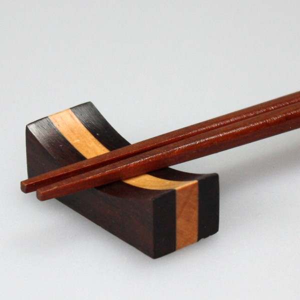 天然木製　寄木箸置き　角型　黒檀