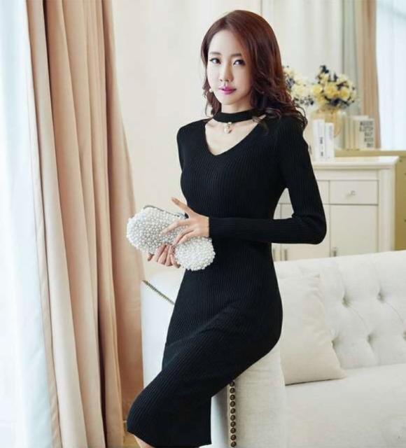 18秋冬新作 パール付きチョーカー風デザイン リブ編みニットワンピース Cの通販はau Wowma ワウマ Happiness Seed 商品ロットナンバー