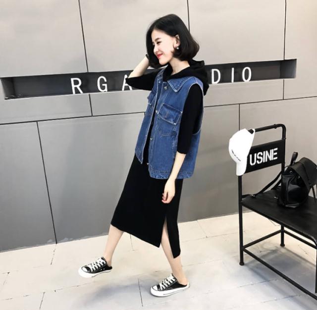 モダンファッションスタイル エレガントデニム ベスト コーデ レディース