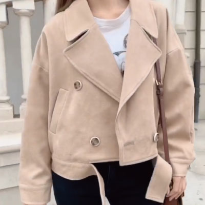 激安 即納 スエード風 ショートジャケット レディース ライダース ダブル ショートトレンチ ドロップショルダー 黒 ベージュ 茶色 ブルゾン 秋 冬 値引きする Www Endocenter Com Ua
