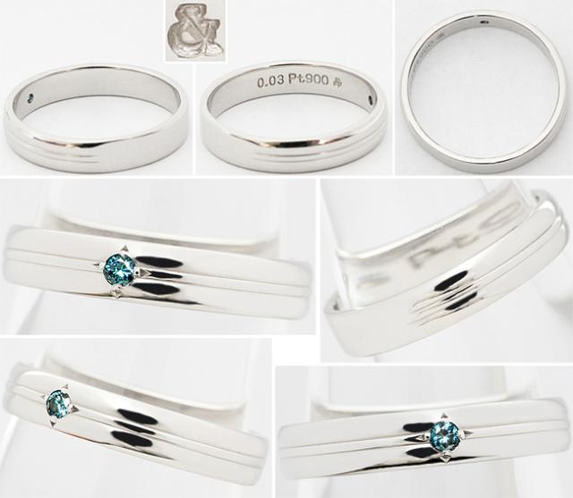 ン ブラン ピンキー ダイアン ブルーダイヤ 0 03ct Pt900 リング 指輪 メンズ 16号の