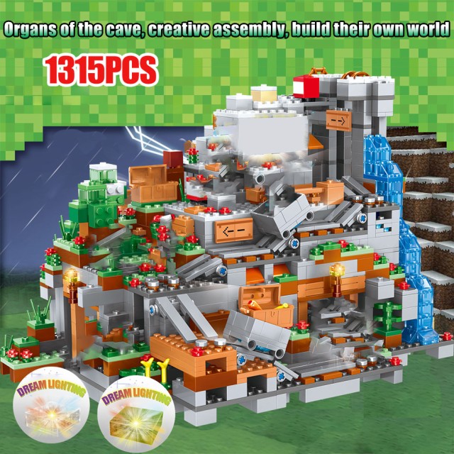 超目玉 レゴ互換 マインクラフト 山の洞窟 The Mountain Cave ビルディングブロック 洞窟村フィギュアモジュール 1315pcs 人気ショップが最安値挑戦 Olsonesq Com