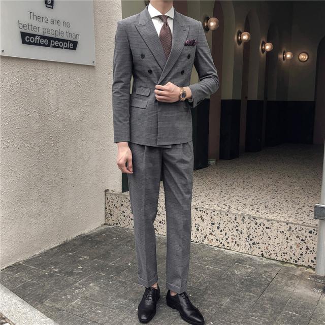 21新発 メンズスーツスリムスーツビジネススーツ礼服おしゃれ洗えるパンツスーツセットアップメンズスーツチェック柄ダブルスーツ カジュアルフ 新作saleセール30 Off Farmerscentre Com Ng