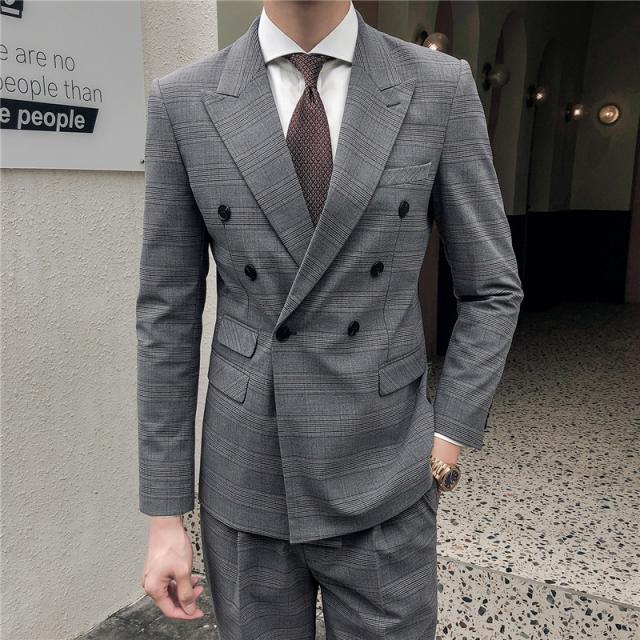 21新発 メンズスーツスリムスーツビジネススーツ礼服おしゃれ洗えるパンツスーツセットアップメンズスーツチェック柄ダブルスーツ カジュアルフ 新作saleセール30 Off Farmerscentre Com Ng