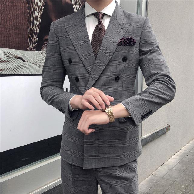 21新発 メンズスーツスリムスーツビジネススーツ礼服おしゃれ洗えるパンツスーツセットアップメンズスーツチェック柄ダブルスーツ カジュアルフ 新作saleセール30 Off Farmerscentre Com Ng