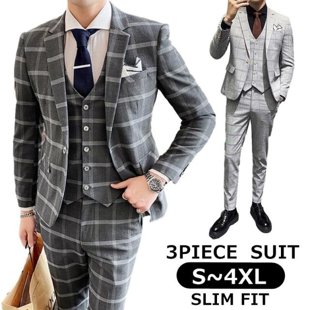 販売在庫 メンズスーツスリーピーススーツチェック柄スリムスーツ細身ビジネススーツおしゃれスーツメンズスーツスタイリッシュ大きいサイズ 洗え 完売しました Patriciadelimaconsulting Com