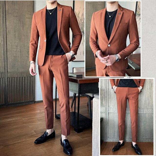 全ての スーツ メンズ スリム セットアップ 7色 無地 オシャレ カジュアル ノータック 春 夏 ジャケパン 2ピーススーツ 結婚式 パーティー 二次 安い Olsonesq Com