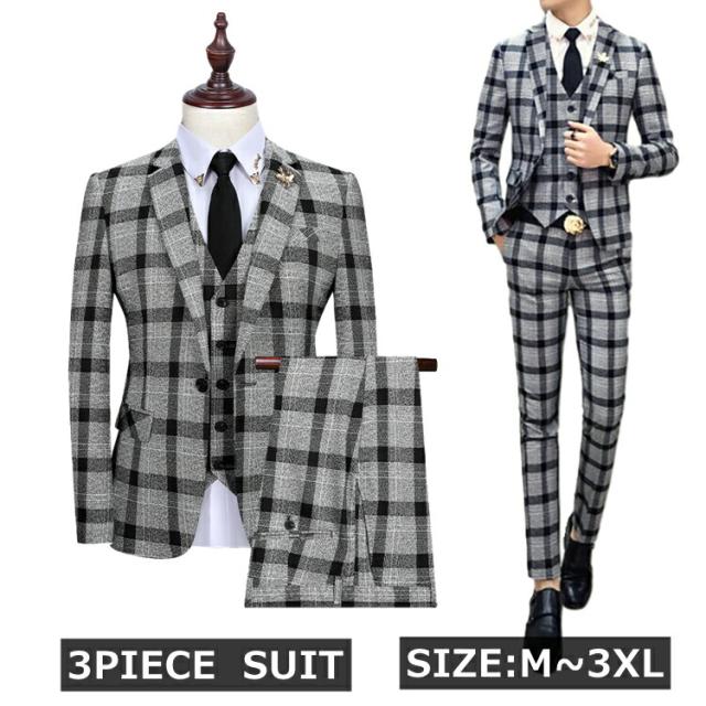 ついに再入荷 スーツ メンズ スリムスーツ スリーピース スーツ セットアップ メンズ カジュアルスーツ チェック柄 紳士服 スーツ ビジネススーツ ホ 定価から3０ オフ Www Ozarkoffroadclub Org