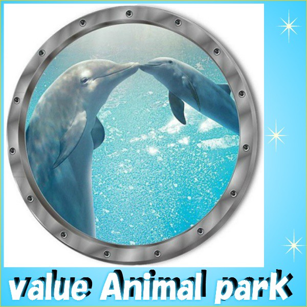ウォールステッカー 窓 海 動物 イルカ 海豚 子供部屋 アニマル ステッカー 写真 壁紙 南国 3d ウォールシール トリック