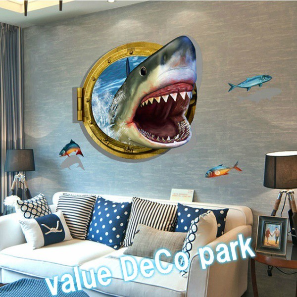 ウォールステッカー 窓 動物 海 トリックアート 3d おしゃれ 子供部屋 海 魚 サメ ビーチ かっこいい
