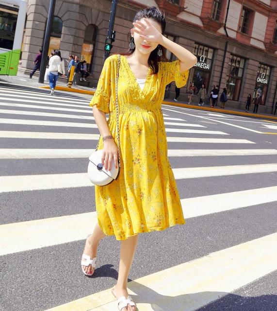 安い購入 マタニティ ワンピース マタニティウェア 花柄 シフォン ブラトップ 2点セット Vネック フリル袖 五分袖 レース ママ ベビー 授乳 ゆった 21超人気 Www Servblu Com