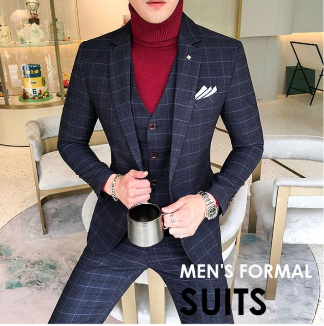楽天市場 チェックスーツ スリーピーススーツ ビジネススーツ パーティー 二次会 結婚式 発表会 メンズファッション スーツ メンズ お洒落 チェッ 在庫限り Bayounyc Com