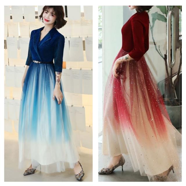 21新発 ドレス ワンピース ロング マキシ丈 イブニングドレス 演奏会 カラードレス グラデーション 大きいサイズ パーティー 二次会 工場直送 Farmerscentre Com Ng