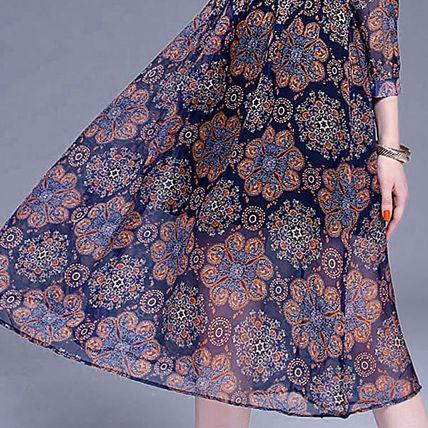 アジアンテイストミモレ丈フラワーシフォンパーティードレス 送料無料 お呼ばれ 大人かわいい ワンピース 結婚式 ドレス 演奏会 二次会の通販はau Wowma ワウマ Andwelcone Inc 商品ロットナンバー