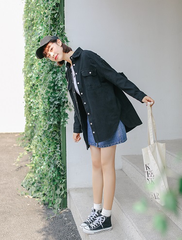 メンズライクデニムシャツ ビッグシルエット カジュアル ガーリー 甘辛