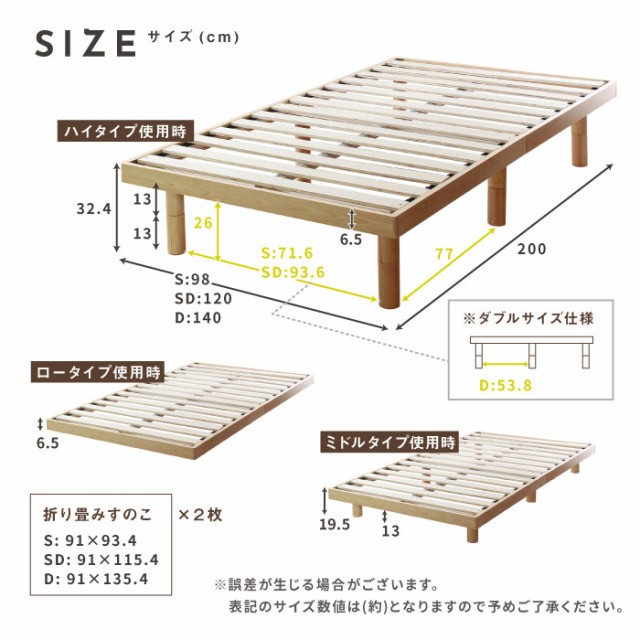 お気にいる Nana2 ナナ2 パイン材すのこベッド Sdサイズ ベッドフレーム すのこ 木製 天然木 カントリー 高さ調整 パイン材 1人暮らし 無垢 ナチュ 人気が高い Bayounyc Com