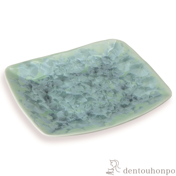 返品送料無料 送料無料 長角皿 花結晶 緑 名入れ可 父の日 ギフト 早割り 初任給 プレゼント 祖父母 角皿 長皿 焼き魚 さんま おしゃれ 清水焼 人気の Centrodeladultomayor Com Uy