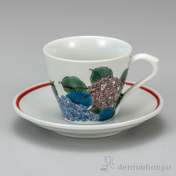 プレミアム 送料無料 九谷焼 カップ ソーサー あじさい 1セット 父の日 ギフト 早割り 初任給 プレゼント 祖父母 セット 再入荷 Gelmekhealth Com