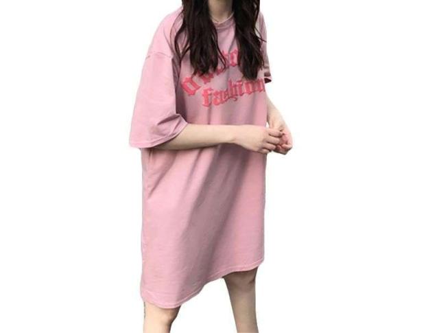 ビッグ Tシャツ ワンピース ピンク アプリコット レディースの通販はau Pay マーケット Aeka Clothet 商品ロットナンバー