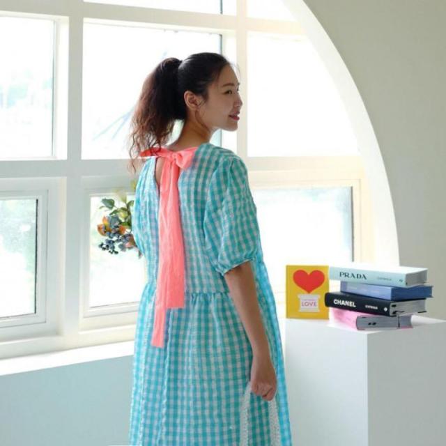 派手カラー ブルー ピンク ギンガムチェック パフスリーブ マキシ ロング ワンピース フリーサイズ 送料無料 レディース春夏の通販はau Pay マーケット Retel 商品ロットナンバー