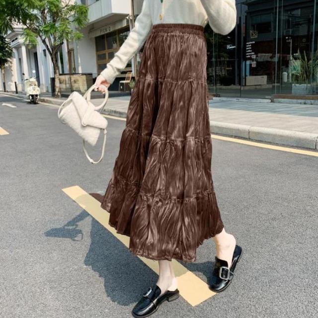 光沢のある生地が大人っぽ ワッシャー加工ベロアロングスカートの通販はau Pay マーケット Retel 商品ロットナンバー