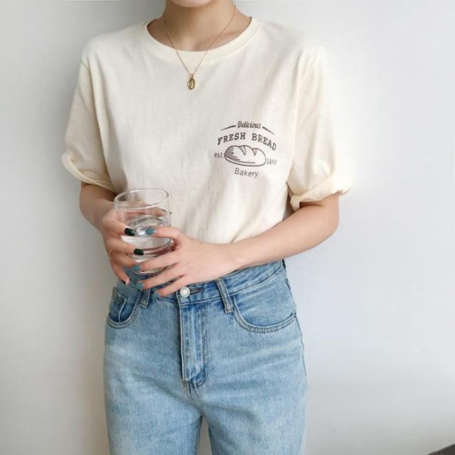 レディース春夏 かわいい バックプリント Fresh Bread イラスト 半袖 レタード Tシャツ フリーサイズ ベージュ スカイブルー ネイビーの通販はau Pay マーケット Retel 商品ロットナンバー