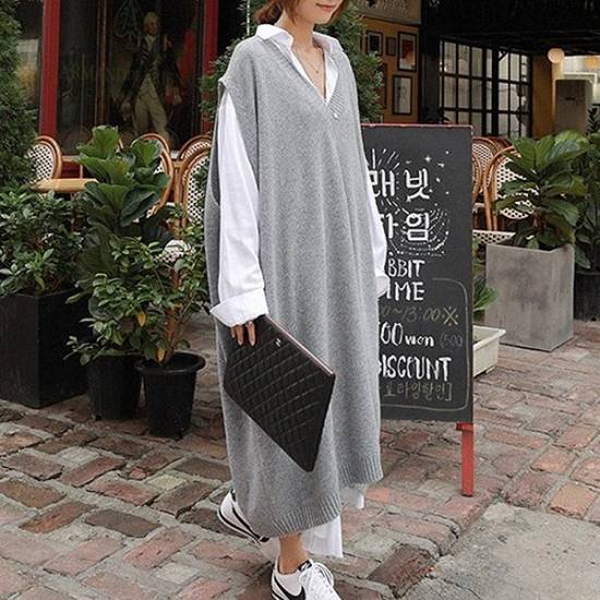 シャツワンピース シャツワンピ ニットワンピース ニットワンピ 大きいサイズ ゆったり 春夏新作 春服 春物 ロング丈 レイヤード風 の通販はau Wowma ワウマ Leaflower 商品ロットナンバー