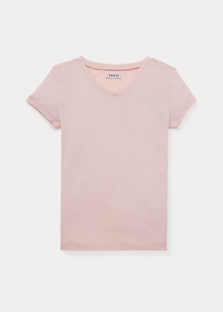 クライマックスセール ポロ ラルフローレン 7-16 ガールズ/キッズ Polo Ralph Lauren Jersey V-Neck T-Shirt  Tシャツ 半袖 Hint Of Pink T-shirt 女の子:手数料安い -asianatusah.shop