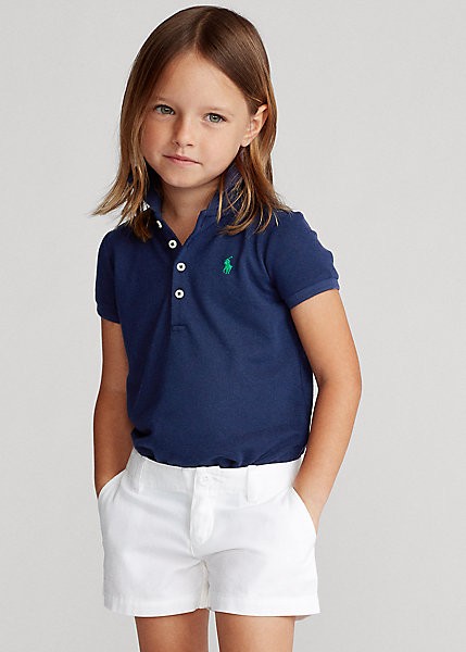 大人気 ポロシャツ ポロ ラルフローレン 2 6x ガールズ キッズ Polo Ralph Lauren Cotton Polo Shirt ポロシャツ 半袖 Newport Navy 女の子