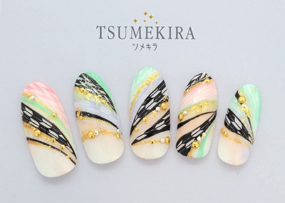 シールのおまけつき Tsumekira ツメキラ スタンダードスタイル 矢絣