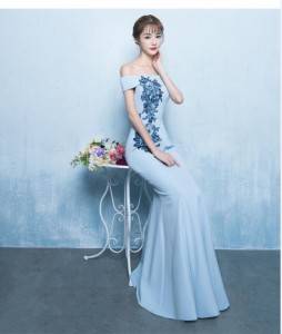 全日本送料無料 ドレス ワンピース ロング丈 オフショルダー 春夏 オフショルダー ワンピース ブルー 30代 上品 エレガント きれいめ 春夏 結婚式 お呼ばれ A810 ノセチョウ A547d6 Thevenuen10 Co Uk