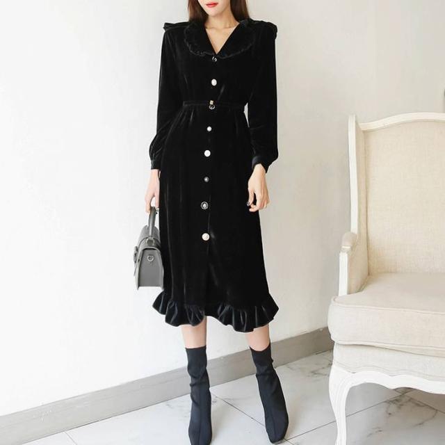 爆安プライス ニットワンピース ひざ下丈 長袖 ネック フロントボタン シンプル レディース 大人可愛 おしゃれ カジュアル 代 春夏 D954 工場直送 Bayounyc Com