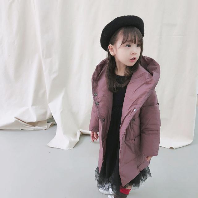 ボタン フード付き コート 子供服 コート 女の子 ダウンコート ロング