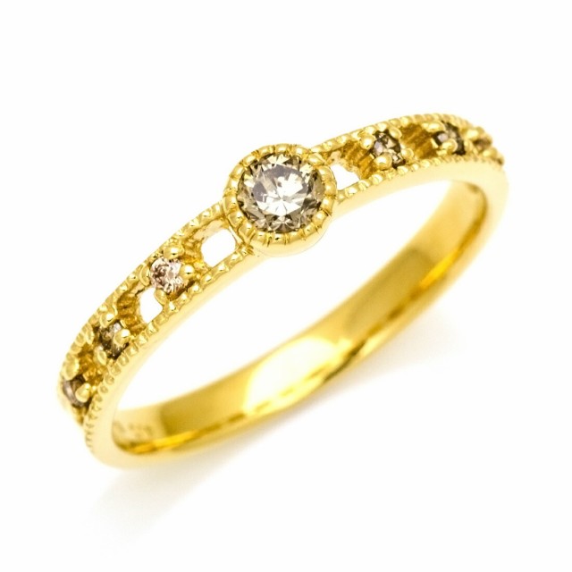 K18 ゴールド ブラウンダイヤモンド リング 「delicatura」 18K 18金 ...